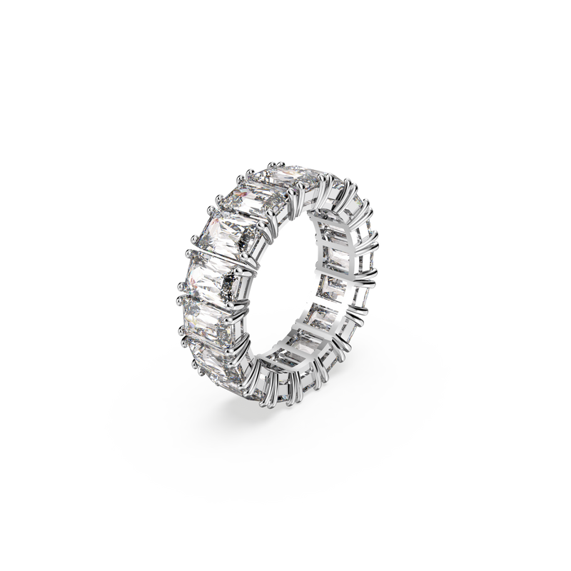 SWAROVSKI VITTORE RING, RECTANGULAR CUT, WHITE, RHODIUM PLATED