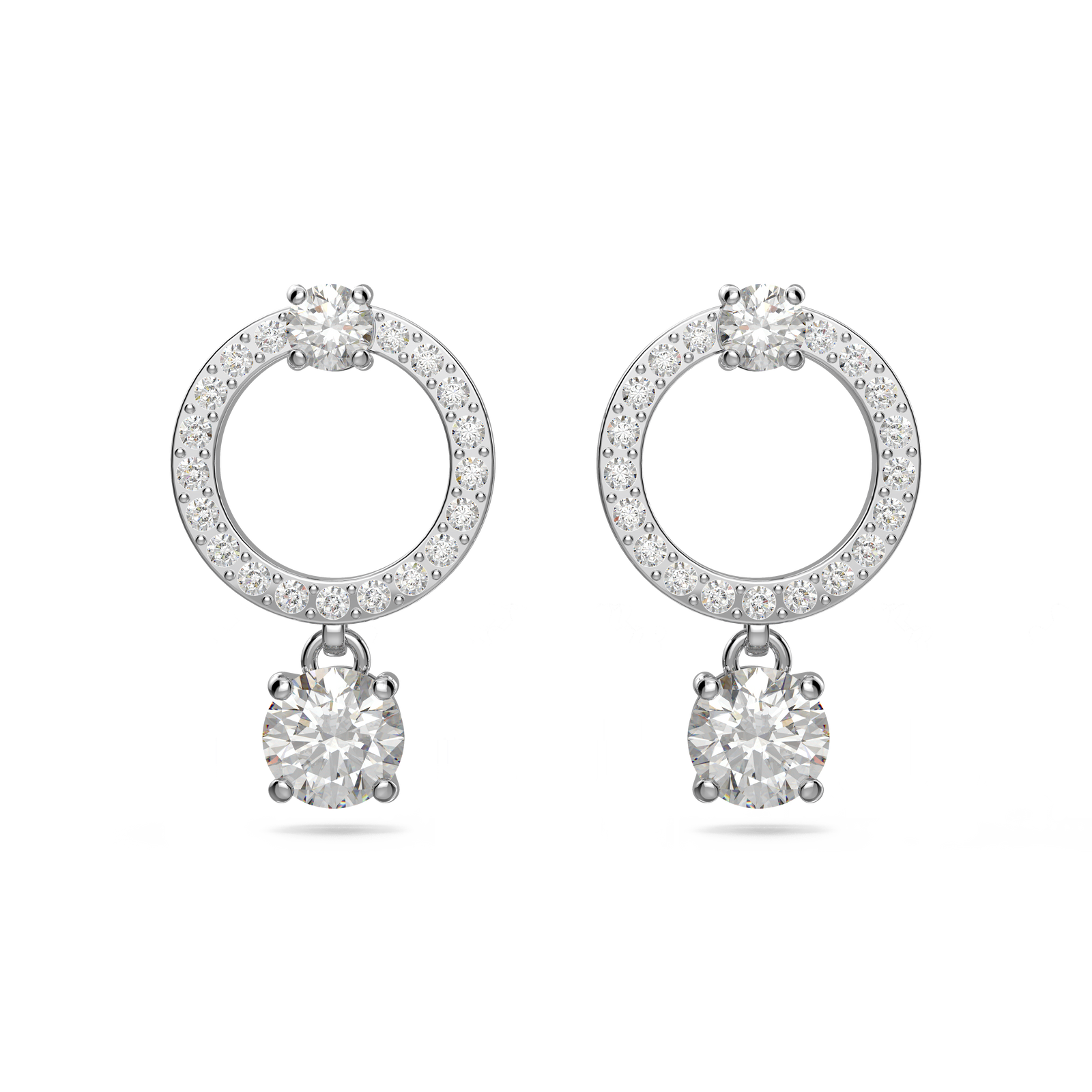 Swarovski Attract hoop earrings, Round cut, White, Rhodium plated