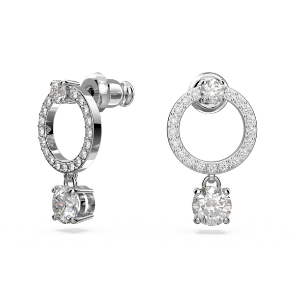 SWAROVSKI ATTRACT HOOP EARRINGS, ROUND CUT, WHITE, RHODIUM PLATED 5563278