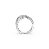 SWAROVSKI TWIST RING, ROUND CUT, WHITE, RHODIUM PLATED