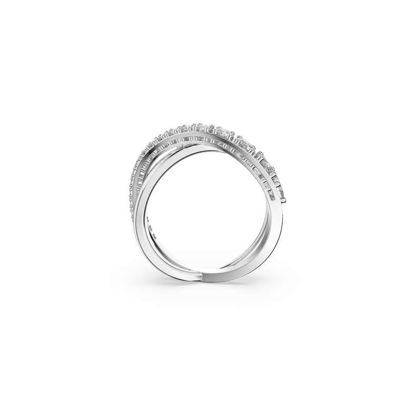 SWAROVSKI TWIST RING, ROUND CUT, WHITE, RHODIUM PLATED