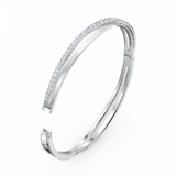 SWAROVSKI TWIST BANGLE, WHITE, RHODIUM PLATED