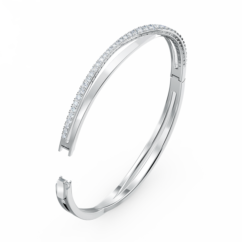 SWAROVSKI TWIST BANGLE, WHITE, RHODIUM PLATED