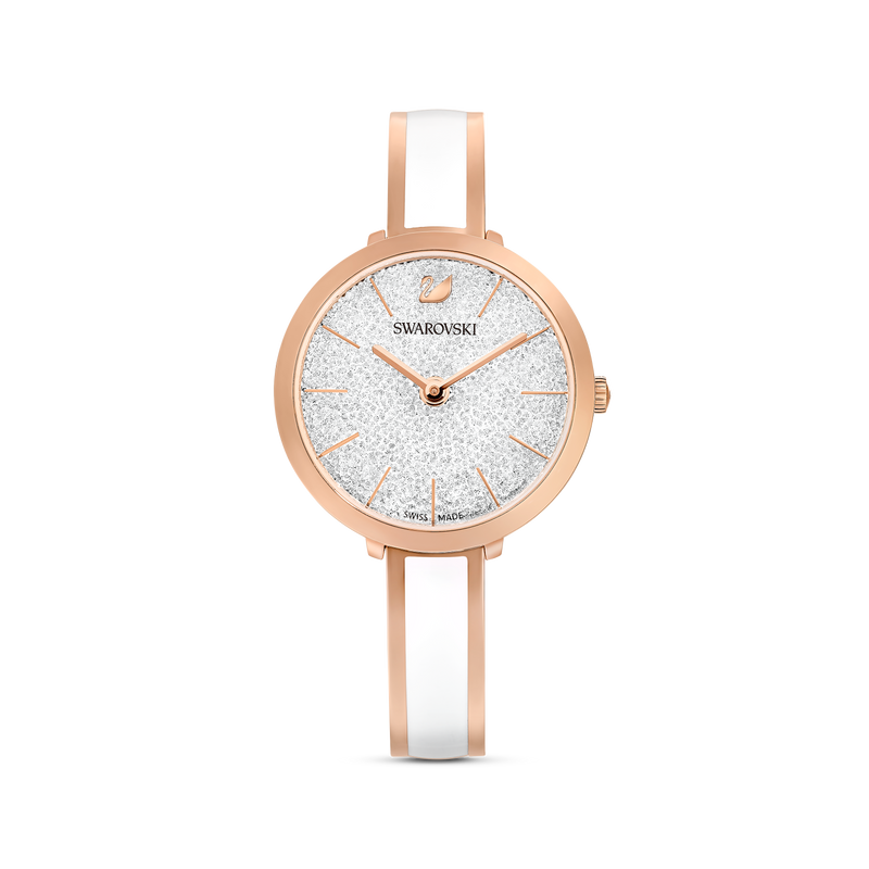 SWAROVSKI CRYSTALLINE DELIGHT WATCH, SWISS MADE, METAL BRACELET, WHITE, ROSE GOLD-TONE FINISH 5580541