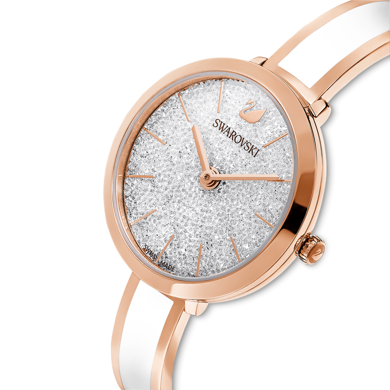 SWAROVSKI CRYSTALLINE DELIGHT WATCH, SWISS MADE, METAL BRACELET, WHITE, ROSE GOLD-TONE FINISH 5580541