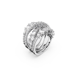 SWAROVSKI TWIST WRAP RING, MIXED CUTS, WHITE, RHODIUM PLATED