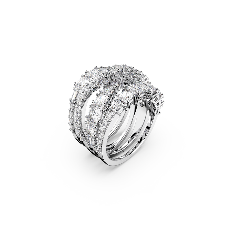 SWAROVSKI TWIST WRAP RING, MIXED CUTS, WHITE, RHODIUM PLATED