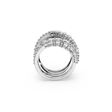 SWAROVSKI TWIST WRAP RING, MIXED CUTS, WHITE, RHODIUM PLATED