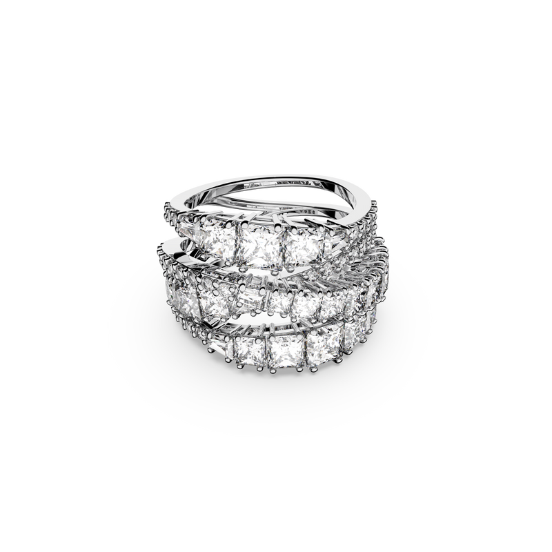 Swarovski Hyperbola ring, Mixed cuts, White, Rhodium plated 5584646 ...