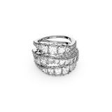 SWAROVSKI TWIST WRAP RING, MIXED CUTS, WHITE, RHODIUM PLATED