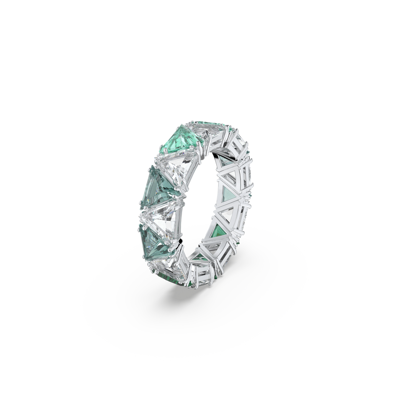 SWAROVSKI ORTYX COCKTAIL RING, TRIANGLE CUT, GREEN, RHODIUM PLATED