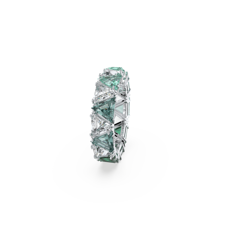 SWAROVSKI ORTYX COCKTAIL RING, TRIANGLE CUT, GREEN, RHODIUM PLATED