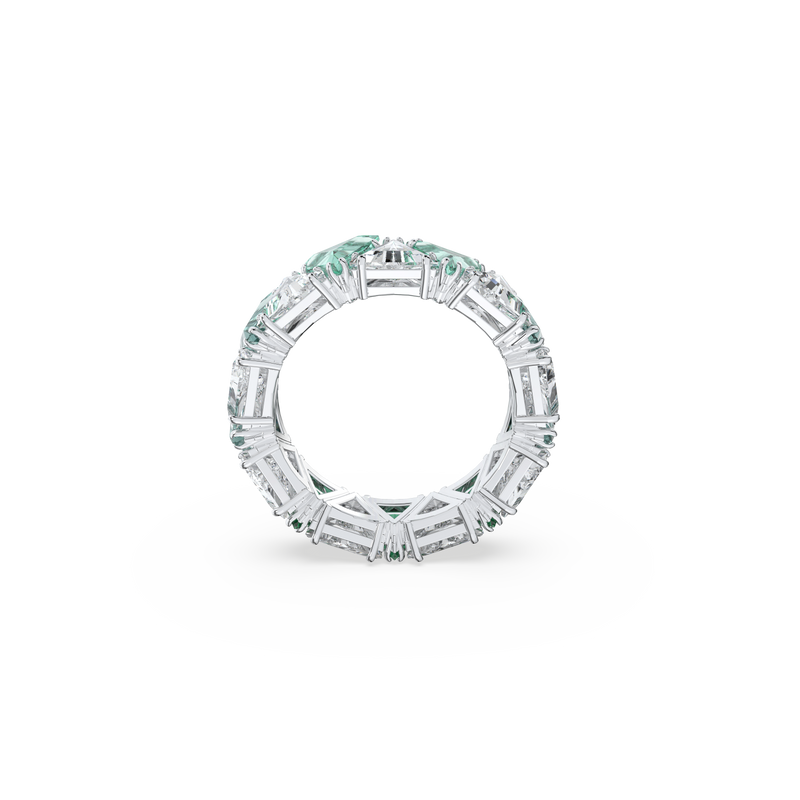 SWAROVSKI ORTYX COCKTAIL RING, TRIANGLE CUT, GREEN, RHODIUM PLATED