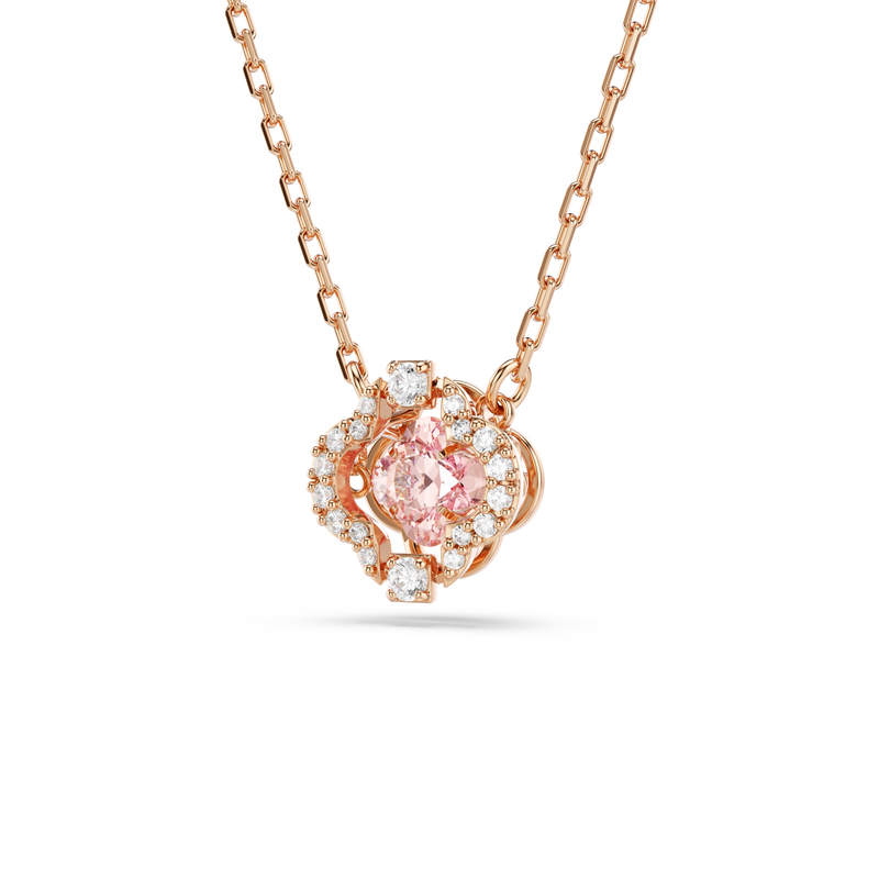 Swarovski Una necklace, Clover, Pink, Rose gold-tone plated