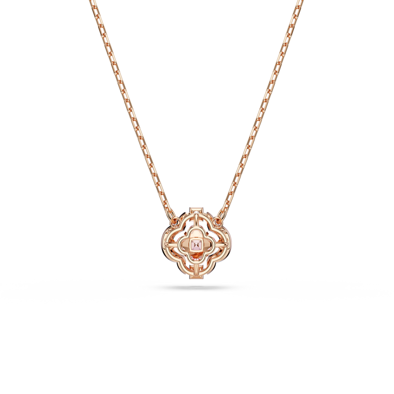Swarovski Una necklace, Clover, Pink, Rose gold-tone plated