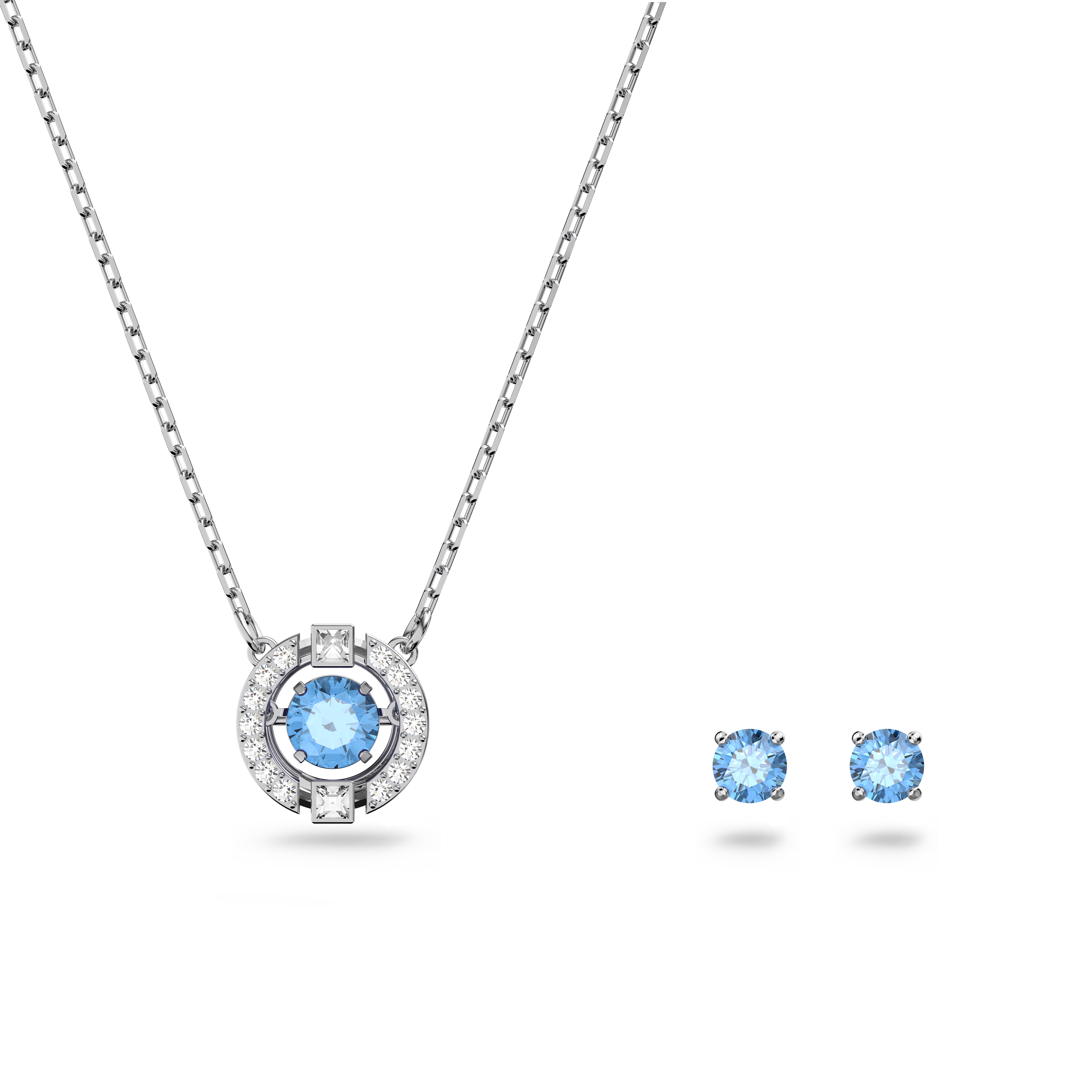 Swarovski Una set, Round cut, Blue, Rhodium plated 5604205 – Finch ...