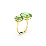 SWAROVSKI MILLENIA OPEN RING, OCTAGON CUT, GREEN, GOLD-TONE PLATED