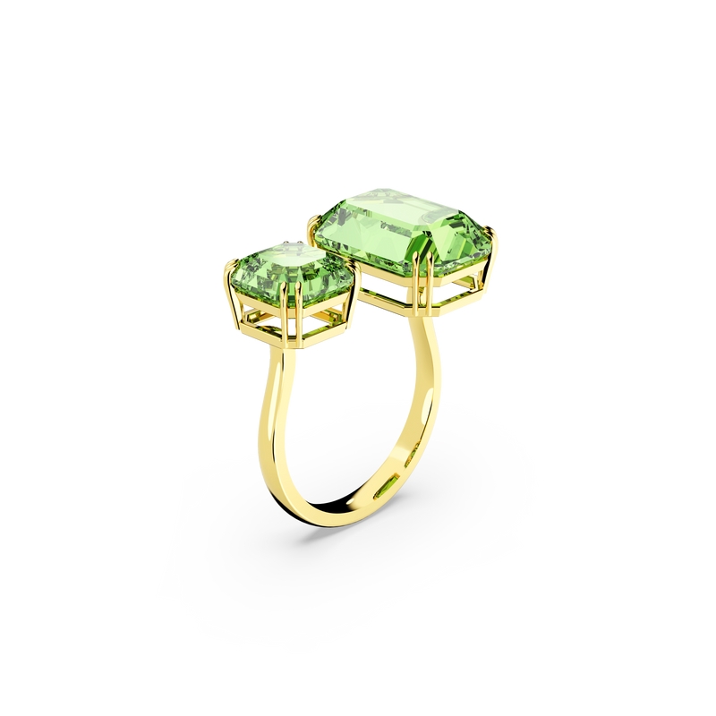 SWAROVSKI MILLENIA OPEN RING, OCTAGON CUT, GREEN, GOLD-TONE PLATED