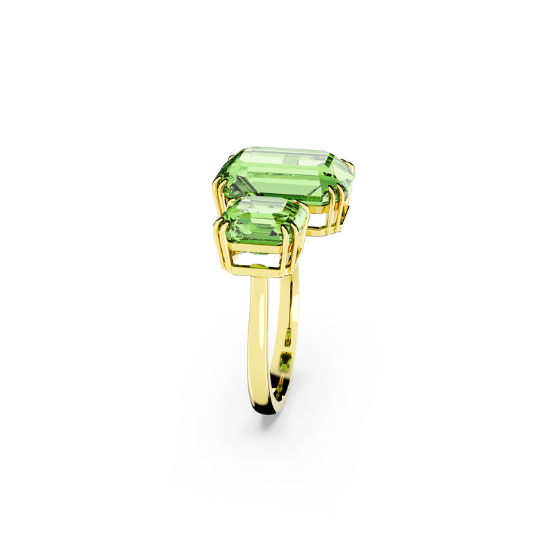 SWAROVSKI MILLENIA OPEN RING, OCTAGON CUT, GREEN, GOLD-TONE PLATED