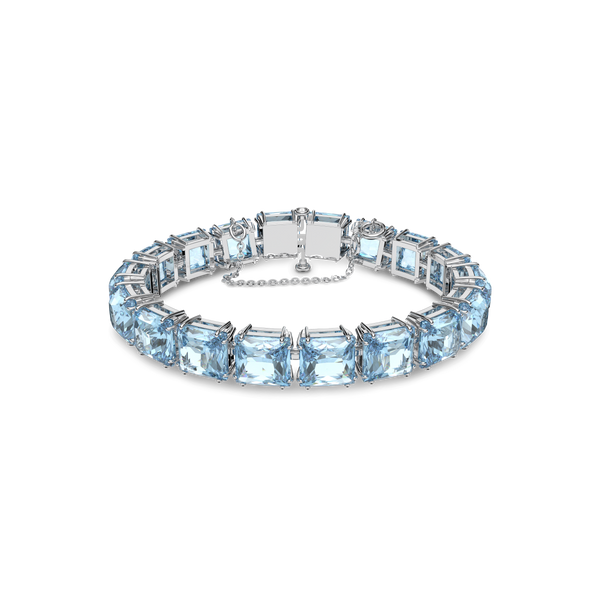 SWAROVSKI MILLENIA BRACELET, SQUARE CUT, MEDIUM, BLUE, RHODIUM PLATED 5614924