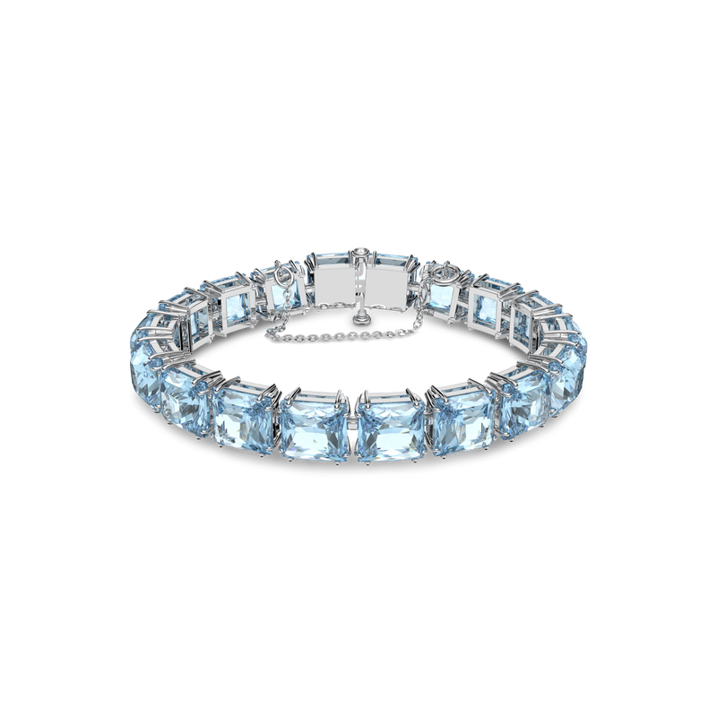 SWAROVSKI MILLENIA BRACELET, SQUARE CUT, MEDIUM, BLUE, RHODIUM PLATED 5614924