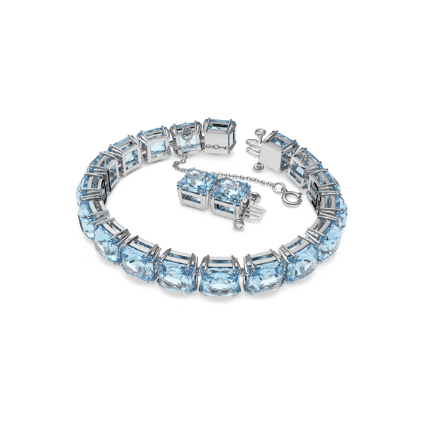 SWAROVSKI MILLENIA BRACELET, SQUARE CUT, MEDIUM, BLUE, RHODIUM PLATED 5614924