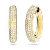 Swarovski Dextera hoop earrings, Medium, White, Gold-tone plated 5618305