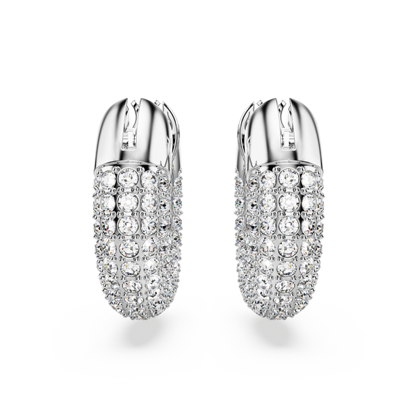 SWAROVSKI DEXTERA HOOP EARRINGS, SMALL, WHITE, RHODIUM PLATED 5618306