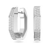 SWAROVSKI DEXTERA HOOP EARRINGS, OCTAGON SHAPE, SMALL, WHITE, RHODIUM PLATED 5618307