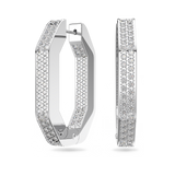 SWAROVSKI DEXTERA HOOP EARRINGS, OCTAGON SHAPE, MEDIUM, WHITE, RHODIUM PLATED 5618308