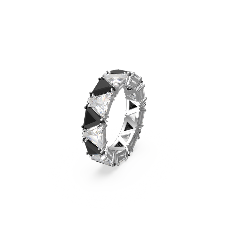 SWAROVSKI ORTYX COCKTAIL RING, TRIANGLE CUT, BLACK, RHODIUM PLATED