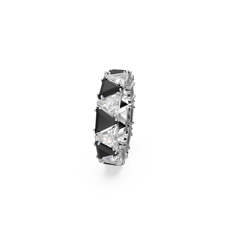 SWAROVSKI ORTYX COCKTAIL RING, TRIANGLE CUT, BLACK, RHODIUM PLATED