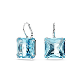 Swarovski Millenia drop earrings, Square cut, Blue, Rhodium plated 5619472