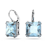 SWAROVSKI MILLENIA DROP EARRINGS, SQUARE CUT, BLUE, RHODIUM PLATED 5619472