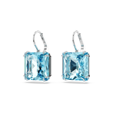 Swarovski Millenia drop earrings, Square cut, Blue, Rhodium plated 5619472