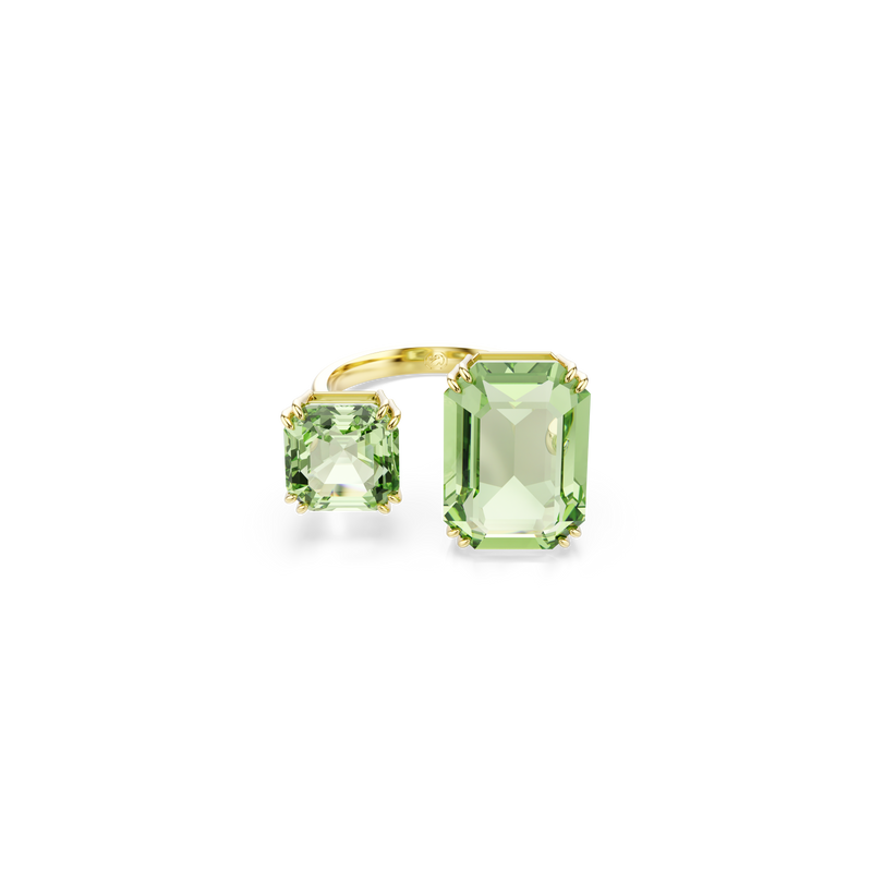 Swarovski Millenia open ring, Octagon cut, Green, Gold-tone plated ...