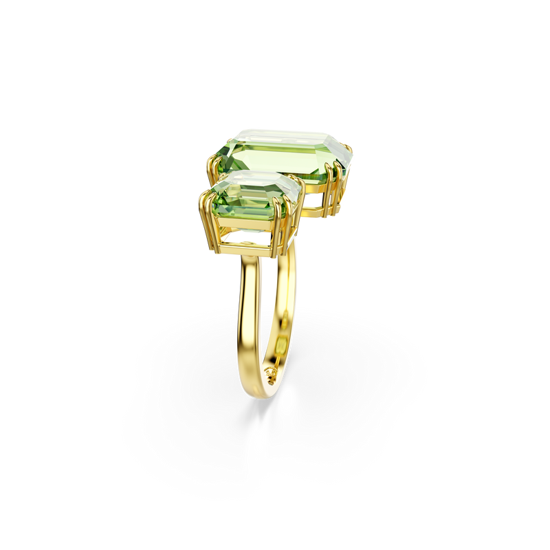 Swarovski Millenia open ring, Octagon cut, Green, Gold-tone plated ...
