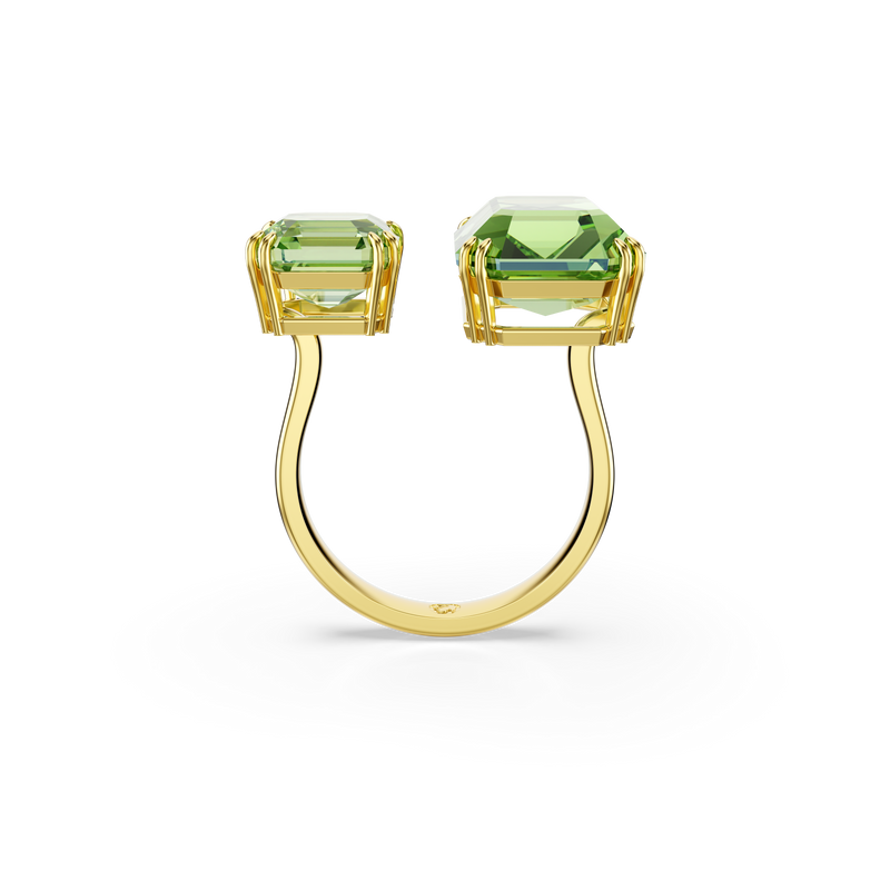 Swarovski Millenia open ring, Octagon cut, Green, Gold-tone plated ...