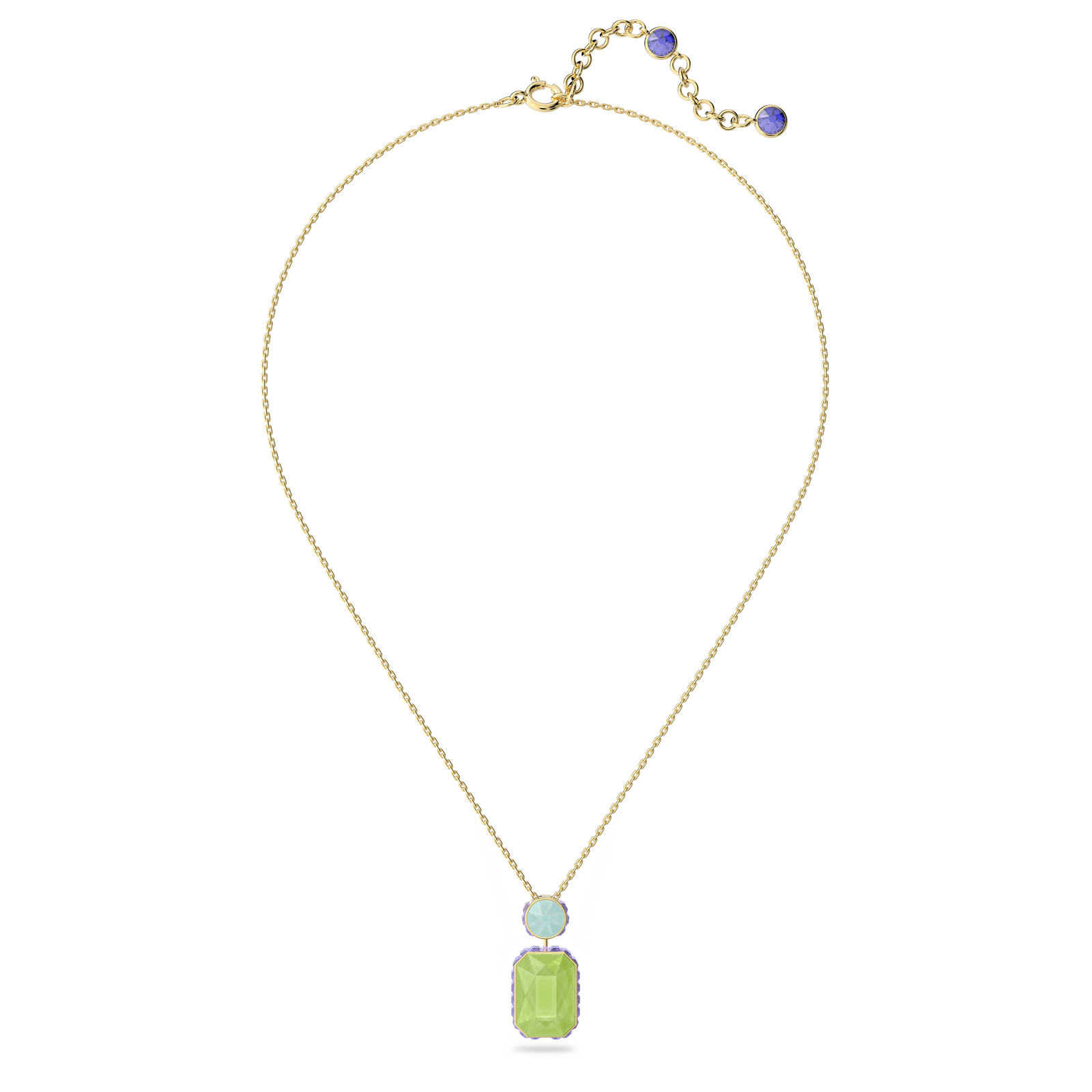 Swarovski Orbita necklace, Octagon cut, Multicolored, Gold