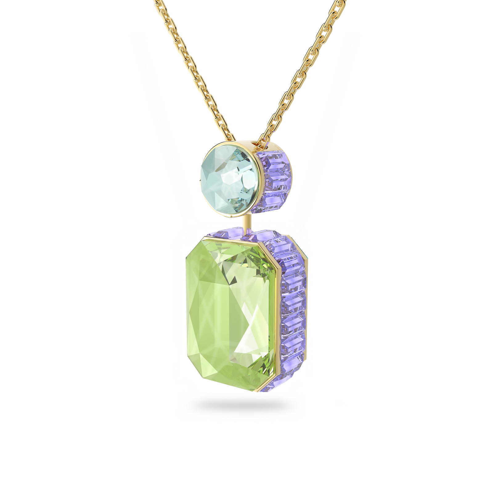 Swarovski Orbita necklace, Octagon cut, Multicolored, Gold