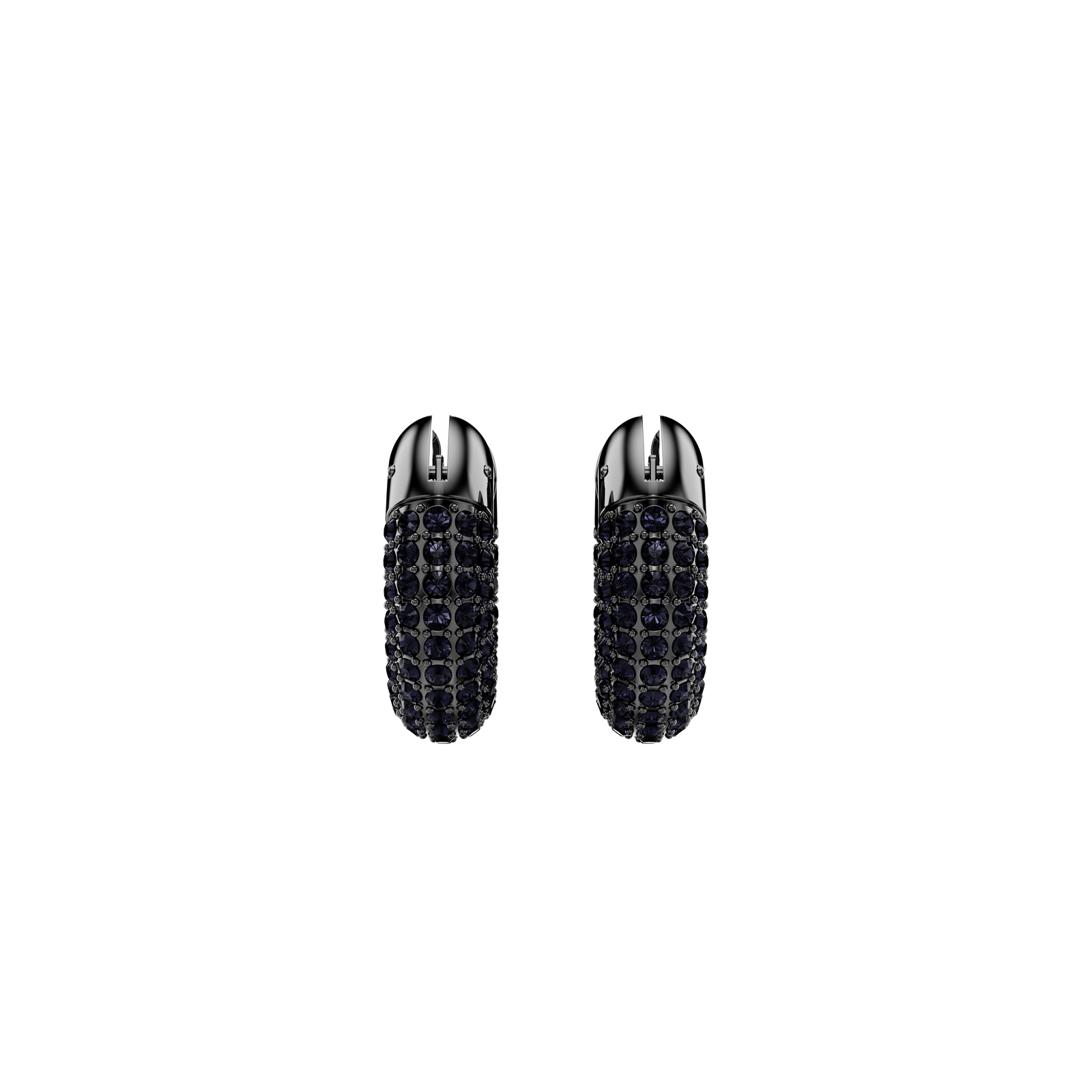 Swarovski Dextera hoop earrings, Small, Black, Ruthenium plated