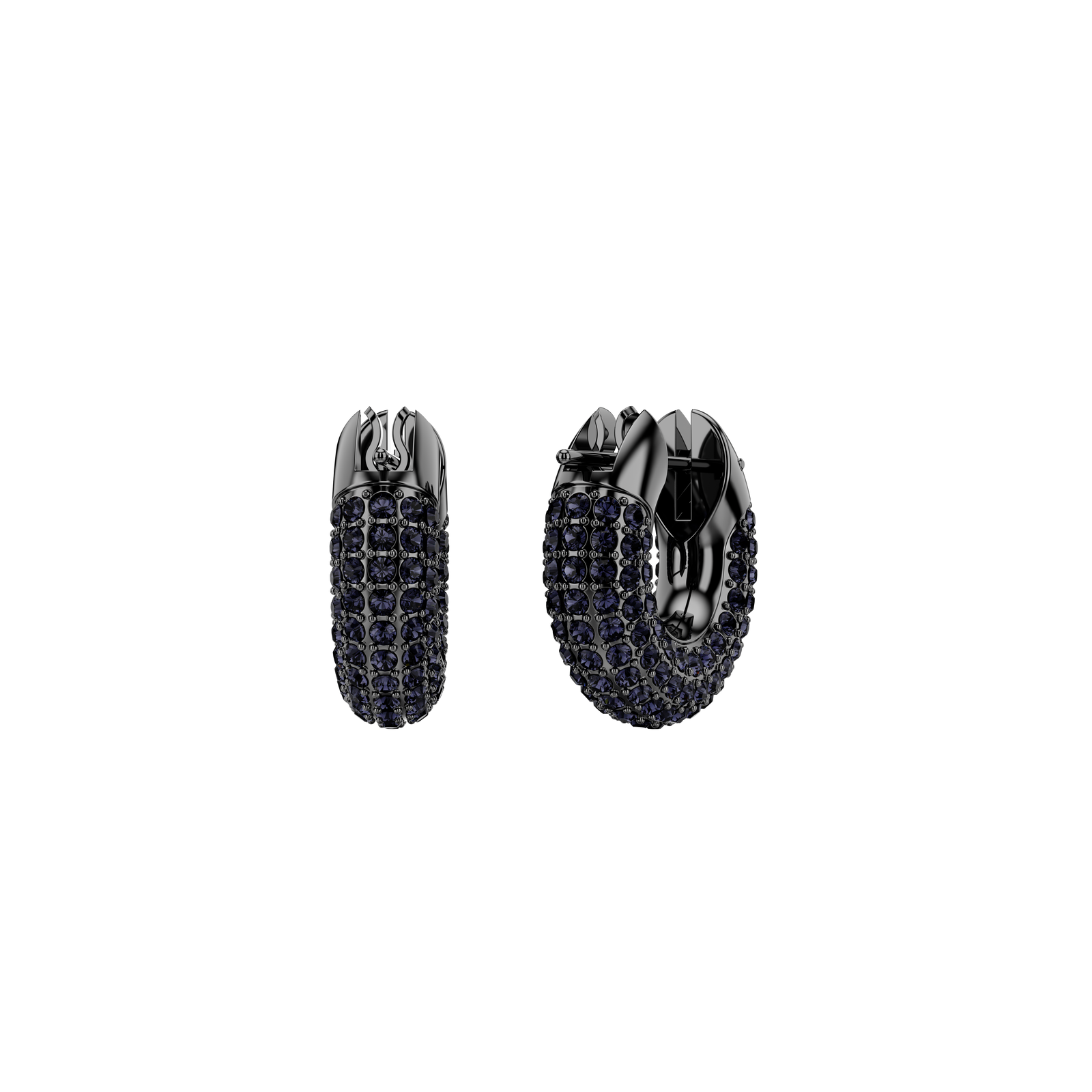 SWAROVSKI ブラック ヘアコーム ピア97 HSK Swarovski Dextera hoop earrings, Small, Black, Ruthenium plated