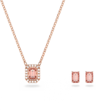 SWAROVSKI MILLENIA SET, OCTAGON CUT, PINK, ROSE GOLD-TONE PLATED 5620548