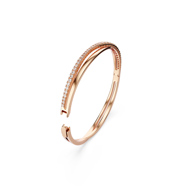 Swarovski Hyperbola bangle, White, Rose gold-tone plated 5620552 ...