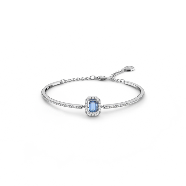 SWAROVSKI MILLENIA BANGLE, OCTAGON CUT, PAVÉ, BLUE, RHODIUM PLATED 5620556