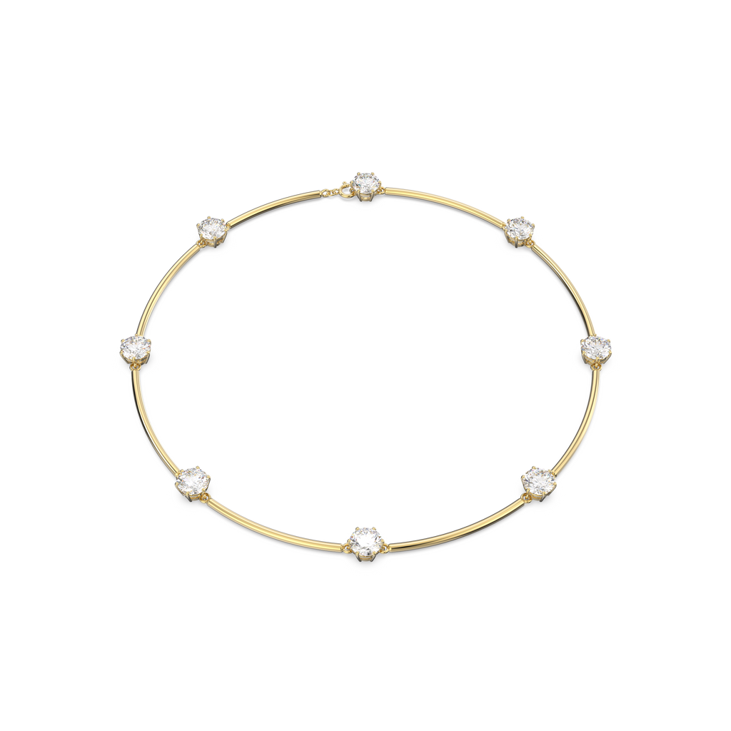 Swarovski Constella choker, Round cut, White, Shiny gold Swarovski Constella choker, Round cut, White, Shiny gold