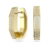 SWAROVSKI DEXTERA HOOP EARRINGS, OCTAGON SHAPE, SMALL, WHITE, GOLD-TONE PLATED 5626084