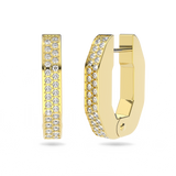SWAROVSKI DEXTERA HOOP EARRINGS, OCTAGON SHAPE, SMALL, WHITE, GOLD-TONE PLATED 5626084