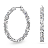 SWAROVSKI ORTYX HOOP EARRINGS, TRIANGLE CUT, WHITE, RHODIUM PLATED 5632466