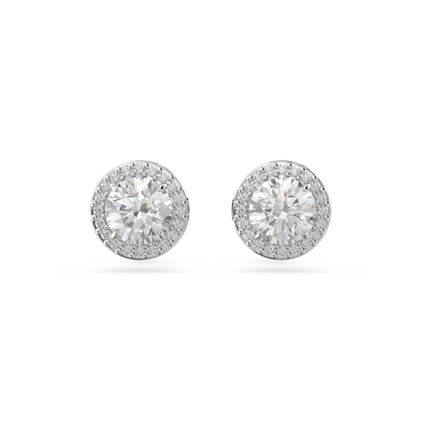 SWAROVSKI CONSTELLA STUD EARRINGS, ROUND CUT, PAVÉ, WHITE, RHODIUM PLATED 5636269